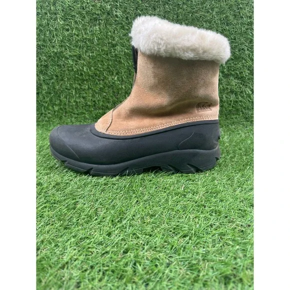 Sorel Snow Angel Womens Size 8 Faux Fur Brown Leather Zip Winter Boots - Picture 1 of 8